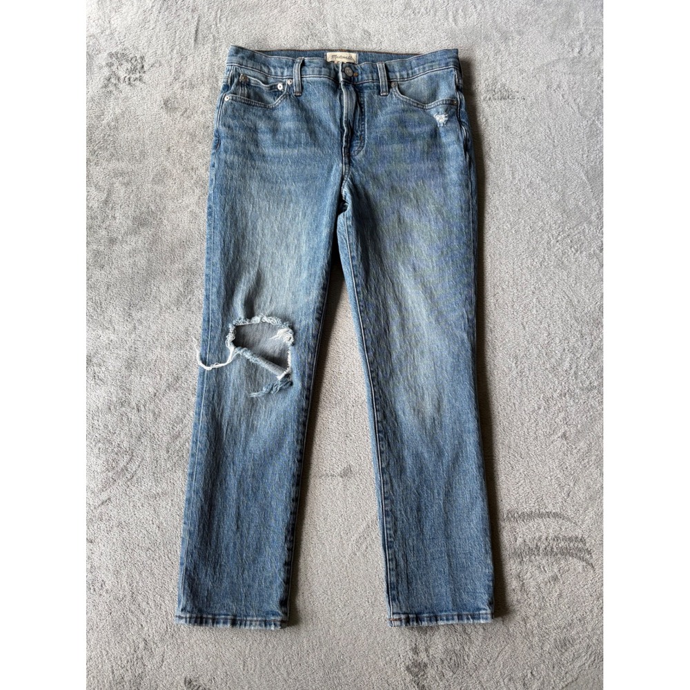 Madewell Womens Mid-Rise Perfect Vintage Jeans 29 Blue Distressed Casual Retro